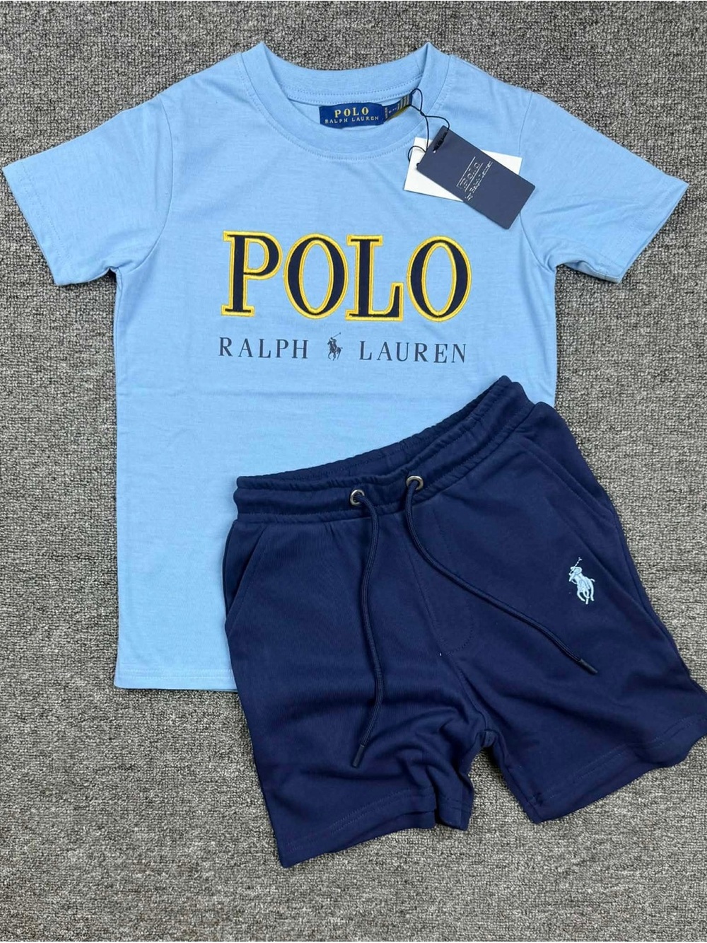 Polo by Ralph Lauren Light Blue Tee with Yellow Logo